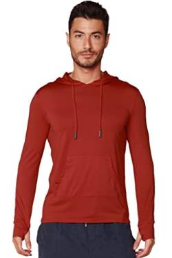 Men's Performance UPF 50+ UV/Sun Protection Hoodie T-Shirt Long Sleeve with Pockets SPF Shirt Runing Hiking Shirt (Rust, XX-Large) von INGEAR