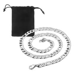 INGJIA Herren Silber Kandare Kette, 7.5 mm Cuban Chain Halskette Schmuck Geschenk für Frauen Männer Jungen 60 cm, Titanium Stahl von INGJIA