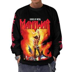 INGKE Manowar Herren Logo Baumwolle Sweatshirt Pullover Langarm Crewneck Sweat-Shirt Merch Top Für Männer Bekleidung Fans Geschenk von INGKE