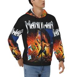 INGKE Manowar Herren Logo Zipper Kapuzenpullover Pullover Hoodie Langarm Sweatshirt Kapuze Für Männer Bekleidung Fans Geschenk von INGKE