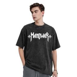 Manowar-Kings of Metal Baumwolle Vintage T-Shirt Herren Kurzarm Tee T Shirts Rundhals Tshirt Tops für Männer Fans Geschenk Band L von INGKE