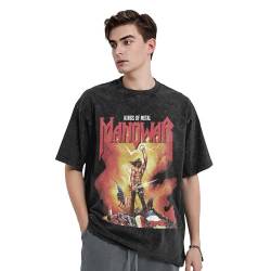 Manowar-Kings of Metal Baumwolle Vintage T-Shirt Herren Kurzarm Tee T Shirts Rundhals Tshirt Tops für Männer Fans Geschenk Band M von INGKE