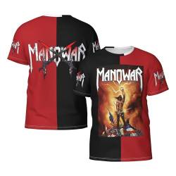 Manowar-Kings of Metal T Shirt Herren Kurzarm Sommer Tee Shirts Rundhals Tshirt Men's Tops T-Shirt für Männer Fans Geschenk von INGKE