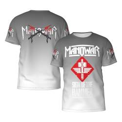 Manowar-Kings of Metal T Shirt Herren Kurzarm Sommer Tee Shirts Rundhals Tshirt Men's Tops T-Shirt für Männer Fans Geschenk von INGKE