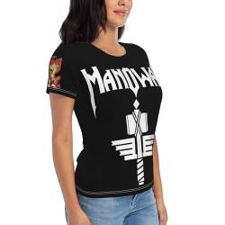 Manowar T Shirt Damen Kurzarm Schwarz Sommer Tee Shirts Rundhals Tshirt Women's Tops T-Shirt für Frauen Fans Geschenk von INGKE