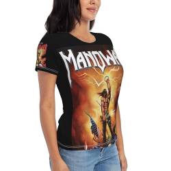 Manowar T Shirt Damen Kurzarm Schwarz Sommer Tee Shirts Rundhals Tshirt Women's Tops T-Shirt für Frauen Fans Geschenk von INGKE