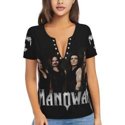 Manowar T Shirt Damen Kurzarm Sommer Tee Shirts Deep V Ausschnitt Tshirt Women's Tops T-Shirt für Frauen Fans Geschenk von INGKE