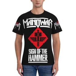 Manowar T Shirt Herren Kurzarm Sommer Schwarz Tee Shirts Rundhals Tshirt Men's Tops T-Shirt für Männer Fans Geschenk von INGKE