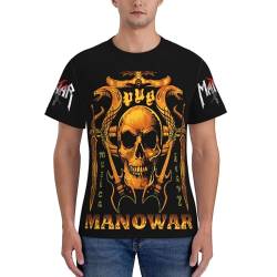 Manowar T Shirt Herren Kurzarm Sommer Schwarz Tee Shirts Rundhals Tshirt Men's Tops T-Shirt für Männer Fans Geschenk von INGKE