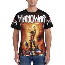 Manowar T Shirt Herren Kurzarm Sommer Schwarz Tee Shirts Rundhals Tshirt Men's Tops T-Shirt für Männer Fans Geschenk von INGKE