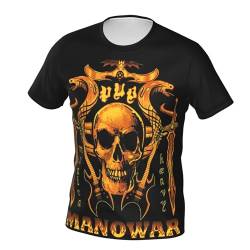 Manowar T Shirt Herren Kurzarm Sommer Tee Shirts Rundhals Tshirt Men's Tops T-Shirt für Männer Fans Geschenk Back Und Front von INGKE