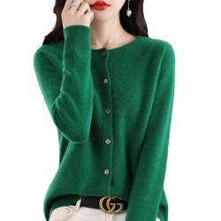 Women's Cashmere Cardigan Sweater,100% Cashmere Button Front Long Sleeve Cardigan-Hand Wash Only (Green,XL) von INGKE