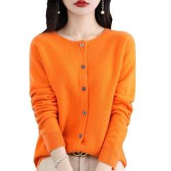 Women's Cashmere Cardigan Sweater,100% Cashmere Button Front Long Sleeve Cardigan-Hand Wash Only (Orange,M) von INGKE