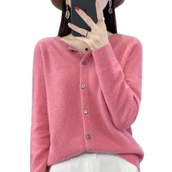 Women's Cashmere Cardigan Sweater,100% Cashmere Button Front Long Sleeve Cardigan-Hand Wash Only (Pink,M) von INGKE