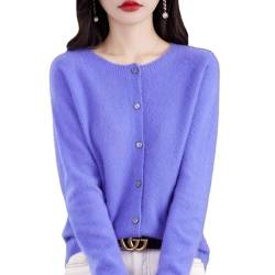 Women's Cashmere Cardigan Sweater,100% Cashmere Button Front Long Sleeve Cardigan-Hand Wash Only (Purple,2XL) von INGKE