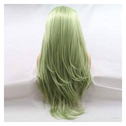 Perücken Haarersatz-Perücke, Grüne Matcha-Fresh-Perücke, Langes, Glattes Haar, Pastellfarbene, Gewellte Perücke für den Täglichen Partygebrauch von INKTUS