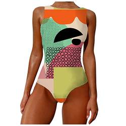 INLLADDY Badeanzug Damen Bauchweg 42 Strandmode Einteilige Bademode Swimsuit Schwimmanzug Push Up Grün EU 42 von INLLADDY