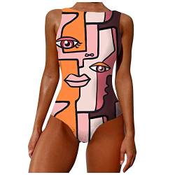 INLLADDY Badeanzug Damen Bauchweg 42 Strandmode Einteilige Bademode Swimsuit Schwimmanzug Push Up Rosa EU 40 von INLLADDY