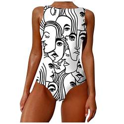 INLLADDY Badeanzug Damen Bauchweg 42 Strandmode Einteilige Bademode Swimsuit Schwimmanzug Push Up Weiß EU 38 von INLLADDY