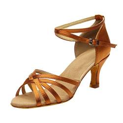 INLLADDY Sandaletten Damen Sexy Riemchen Goldene Absätze Damen Offener Zeh Louis Sandaletten Tägliche Arbeitsparty Eleganter Sommer Fesselriemen Schuhe Braun EU Größe 39 von INLLADDY