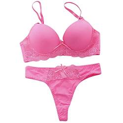 INLLADDY Unterwäsche Frauen Set BH Und Slip Große Größen Unterwäsche-Set Für Damen, Volle Abdeckung, Spitzen-Sport-BHS Und Höschen, Tanga, Übergröße, Kabelloser Alltags-BH Rosa 90A EU 90A von INLLADDY