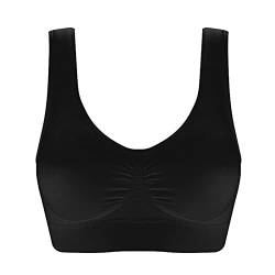 INLLADDY Weißer Sport BH Damen Full Coverage Sport-BHS Für Damen Medium Support Atmungsaktive Plus Size Ernte Oberteile Für Laufen Trainieren Gym Activewear Schwarz 3XL EU 44 von INLLADDY