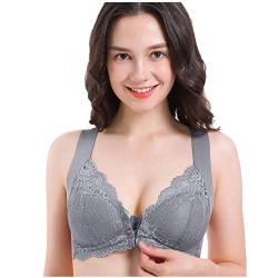 Ohne Bügel Push Up BH Mit Vorderverschluss Sexy BH Mit Frontverschluss Für Frauen, Übergröße, Komfort, Ohne Bügel, Ohne Bügel, Trainieren, Yoga, Sport-BHS, Stretch-Dessous Grau 3L EU 90B von INLLADDY