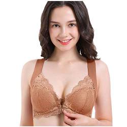 Ohne Bügel Push Up BH Mit Vorderverschluss Sexy BH Mit Frontverschluss Für Frauen, Übergröße, Komfort, Ohne Bügel, Ohne Bügel, Trainieren, Yoga, Sport-BHS, Stretch-Dessous Kaffee 5L EU 100B von INLLADDY