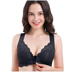 Ohne Bügel Push Up BH Mit Vorderverschluss Sexy BH Mit Frontverschluss Für Frauen, Übergröße, Komfort, Ohne Bügel, Ohne Bügel, Trainieren, Yoga, Sport-BHS, Stretch-Dessous Schwarz 7L EU 110B von INLLADDY