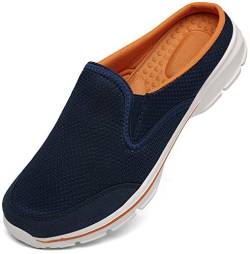 INMINPIN Unisex Hausschuhe Leichte Atmungsaktive Pantoffeln Slip On Walking Freizeit Schuhe für Damen Herren, Blau Orange, 38 EU von INMINPIN