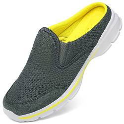 INMINPIN Unisex Hausschuhe Leichte Atmungsaktive Pantoffeln Slip On Walking Freizeit Schuhe für Damen Herren, Grau Gelb, 37 EU von INMINPIN