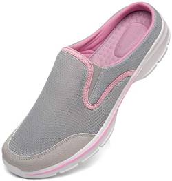 INMINPIN Unisex Hausschuhe Leichte Atmungsaktive Pantoffeln Slip On Walking Freizeit Schuhe für Damen Herren, Grau Pink, 37 EU von INMINPIN