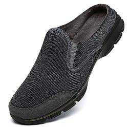 INMINPIN Unisex Hausschuhe Leichte Atmungsaktive Pantoffeln Slip On Walking Freizeit Schuhe für Damen Herren, Grau Plüsch, 37 EU von INMINPIN