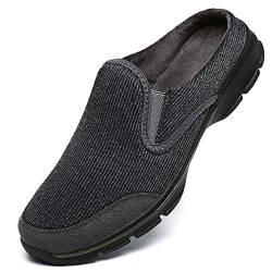INMINPIN Unisex Hausschuhe Leichte Atmungsaktive Pantoffeln Slip On Walking Freizeit Schuhe für Damen Herren, Grau Plüsch, 44 EU von INMINPIN