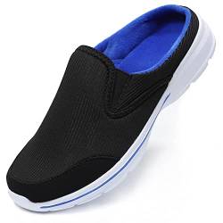 INMINPIN Unisex Hausschuhe Leichte Atmungsaktive Pantoffeln Slip On Walking Freizeit Schuhe für Damen Herren, Schwarz Blau Plüsch, 38 EU von INMINPIN