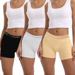 INNERSY Boxershorts Damen Baumwolle Shorts Unterwäsche Frauen Sport Unterhosen mit Bein 3 Pack (36, 3 Grundfarben) von INNERSY