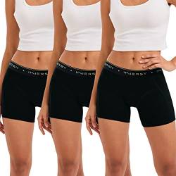 INNERSY Boxershorts Damen Schwarz Hipster Unterwäsche Chub Rub Shorts Boyshorts Panties 3 Pack (36, 3 Schwarz) von INNERSY