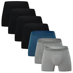 INNERSY Boxershorts Herren Baumwolle Unterhosen Männer Lang Retroshorts mit Eingriff 7er Pack (S, Basic Mehrfarbig) von INNERSY