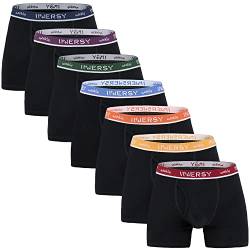 INNERSY Boxershorts Herren Schwarz Mid Trunks Baumwolle Unterhosen Männer Retroshorts 7er Pack (S, Buntes Schwarz) von INNERSY