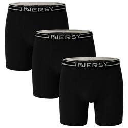 INNERSY Boxershorts Herren Schwarz Unterhosen Männer Lang Microfaser Sport Unterwäsche 3er Pack (M, Sportlich Schwarz) von INNERSY