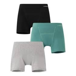 INNERSY Boxershorts Mädchen Perioden Unterwäsche Boyshort Pantys Menstruation Schlüpfer 3 Pack (12-14 Jahre, Grau/Grün/Schwarz) von INNERSY