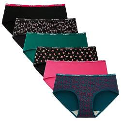 INNERSY Damen Slips Mehrpack Baumwolle Hipster Unterwäsche Frauen Unterhosen Panty Sport 6 Pack (S, Retro Mehrfarbig) von INNERSY