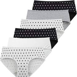 INNERSY Damen Slips Mehrpack Baumwolle Sexy Unterwäsche Schwarz Weiß 6er Pack (S/38 EU, Mehrfarbig Punkt) von INNERSY