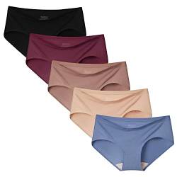 INNERSY Damen Slips Mehrpack Microfaser Unterhosen Hipster Mikro Modal Frauen Unterwäsche 5 Pack (XS, Dunkel Mehrfarbig) von INNERSY