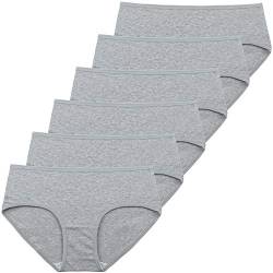INNERSY Damen Unterhosen Baumwolle Elastisch Bequem Einfache Slips 6er Pack (S/38 EU, Hellgrau) von INNERSY