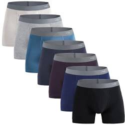 INNERSY Herren Boxershorts Baumwolle Unterhosen Männer mit Eingriff Retroshorts Lang 7er Pack (XL, Mehrfarbig) von INNERSY