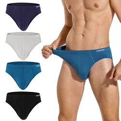 INNERSY Herren Slip Atmungsaktive Unterhosen Männer Sport Unterwäsche ohne Eingriff 4 Pack (M, Schwarz/Blau/Grau/Marine) von INNERSY