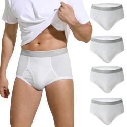 INNERSY Herren Slip Weiß Unterhosen Männer Baumwolle Weiche Slips Sport Unterwäsche 4er Pack (XL, 4 Weiß) von INNERSY