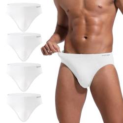 INNERSY Herren Slip Weiß Unterhosen Männer Sport Slips Weich Unterwäsche Bequem Briefs 4 Pack (XL, 4 Einfarbig Weiß) von INNERSY
