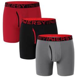 INNERSY Herren Unterhosen Atmungsaktiv Boxershorts Männer Sports Shorts Unterwäsche Mehrpack 3 (L, Schwarz/Grau/Rot) von INNERSY